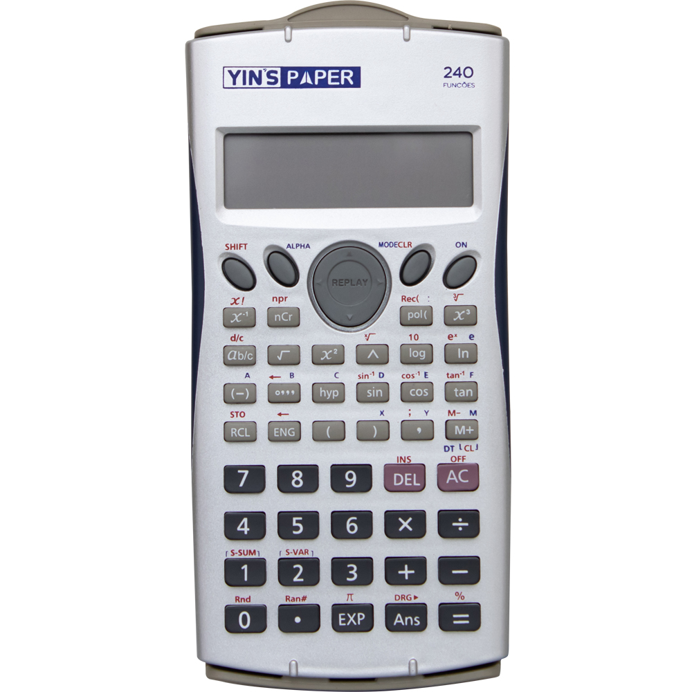 Calculadora Científica com 240 Funções, Visor de 2 Linhas e 10 Dígitos,  Casio, FX-82MS, Cinza