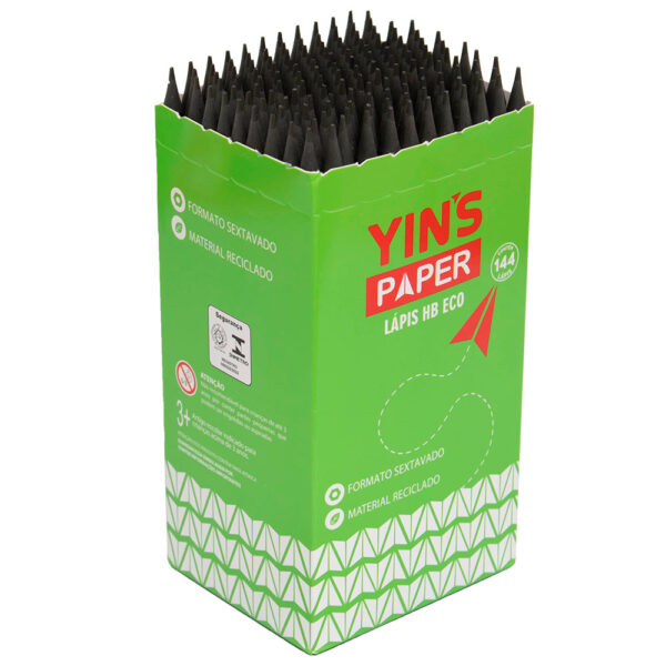 LÁPIS GRAFITE HB ECO RESINA PRETO SEXTAVADO YP7827 - Yin's
